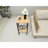 Mesa Alta Mesa De Canto Mesa De Apoio Mesa De Bebedouro Mesa Lateral Preto E Amadeirado Claro - 3