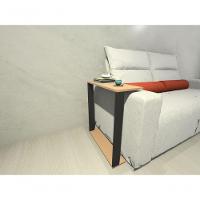 Mesinha Lateral Para Sofá Estilo Industrial 100% MDF Mesa Apoio Mesa Auxiliar Sofá Preto Com Amadeirado Claro - 2