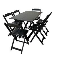 Conjunto Mesa Dobrável 1,20m Com Tampo Em Mdf Ultra Plus E 6 Cadeiras Dobráveis Preto - 2