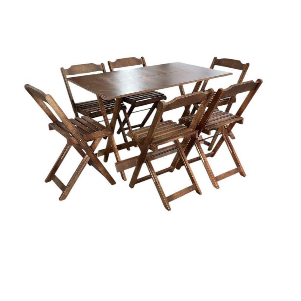 Conjunto Mesa Dobrável 1,20m Com Tampo Em Mdf Ultra Plus E 6 Cadeiras Dobráveis Imbuia - 2