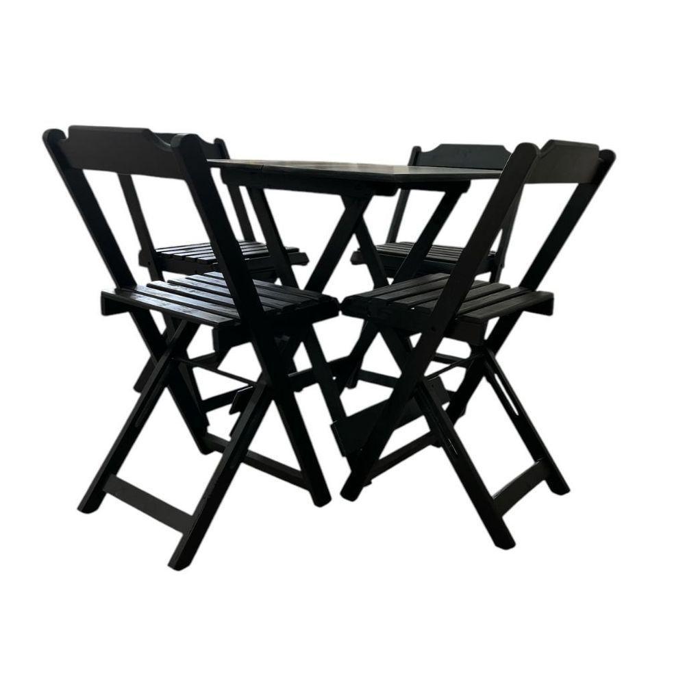 Conjunto Mesa Dobrável Com Tampo Em Mdf Ultra Plus E 4 Cadeiras Dobráveis Preto - 3