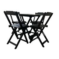 Conjunto Mesa Dobrável Com Tampo Em Mdf Ultra Plus E 4 Cadeiras Dobráveis Preto - 3