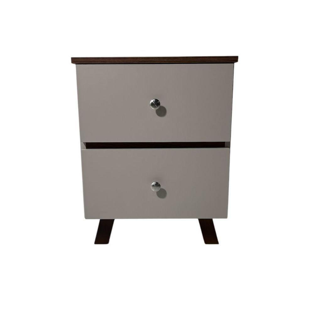 Mesa De Cabeceira Em Mdf Com Duas Gavetas Palmas/pau Ferro - 2