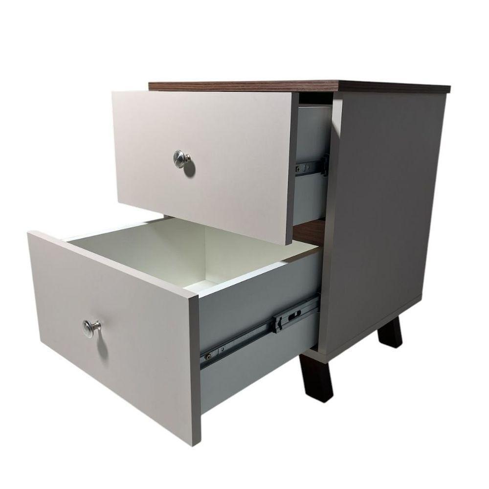 Mesa De Cabeceira Em Mdf Com Duas Gavetas Palmas/pau Ferro - 4
