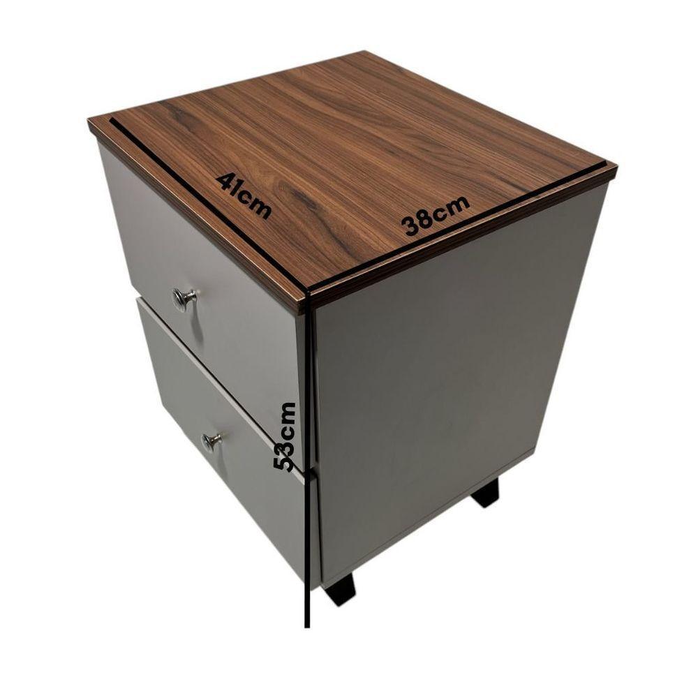 Mesa De Cabeceira Em Mdf Com Duas Gavetas Palmas/pau Ferro - 5