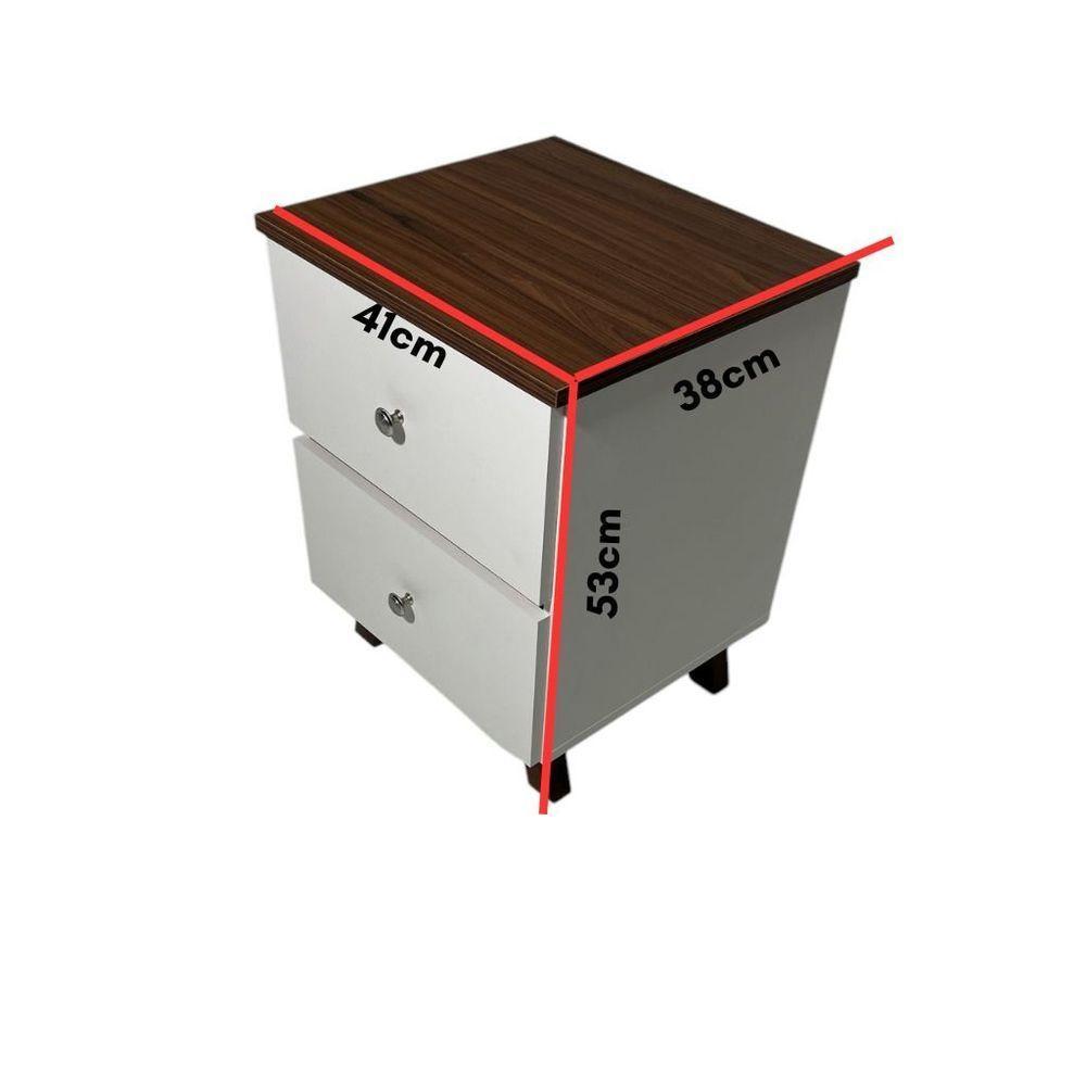 Mesa De Cabeceira Em Mdf Com Duas Gavetas Jeri/pau Ferro - 5