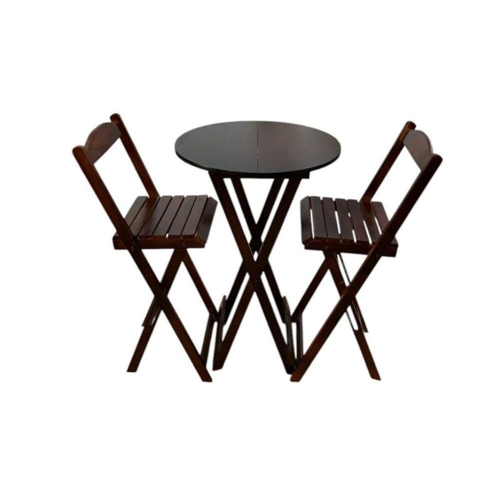 Conjunto Bistrô Dobrável Em Madeira – 3 Peças Imbuia - 4