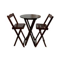 Conjunto Bistrô Dobrável Em Madeira – 3 Peças Imbuia - 1