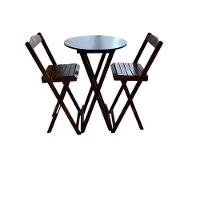 Conjunto Bistrô Dobrável Em Madeira – 3 Peças Imbuia - 3