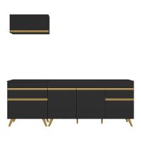 Cozinha Compacta Veneza Gb Mp2074 Com Armário E Balcão Preta - 1