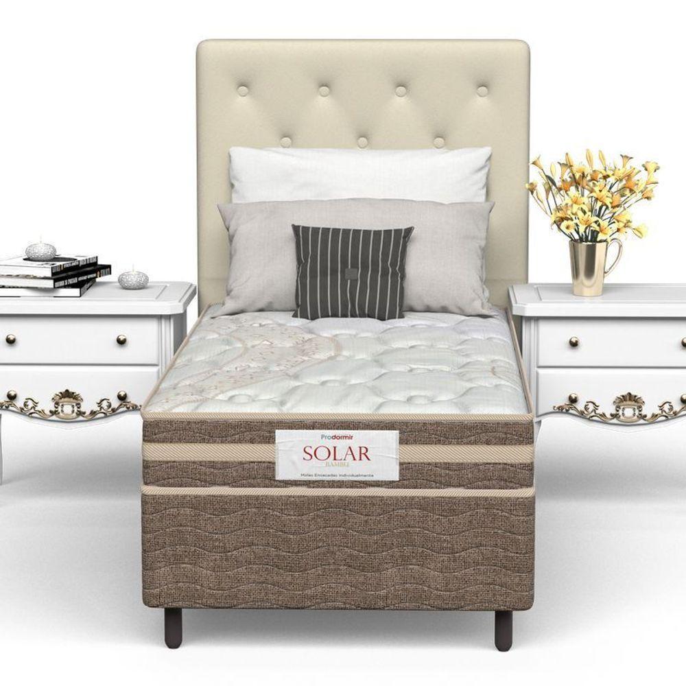 Conjunto Box Solteiro Mola Ensacada Prodormir Solar Bambu Bege - 3