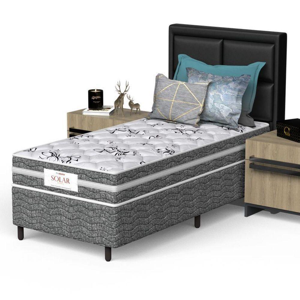 Conjunto Box Solteiro Mola Ensacada Prodormir Solar Bambu Cinza - 2