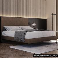 Cama Casal Queen Com Cabeceira 165cm Pés Metálicos Elisa S05 Veludo Marrom - Mpozenato - 2