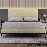 Cama Casal King Com Cabeceira 199cm Pés Metálicos Elisa S05 Veludo Bege - Mpozenato - 7