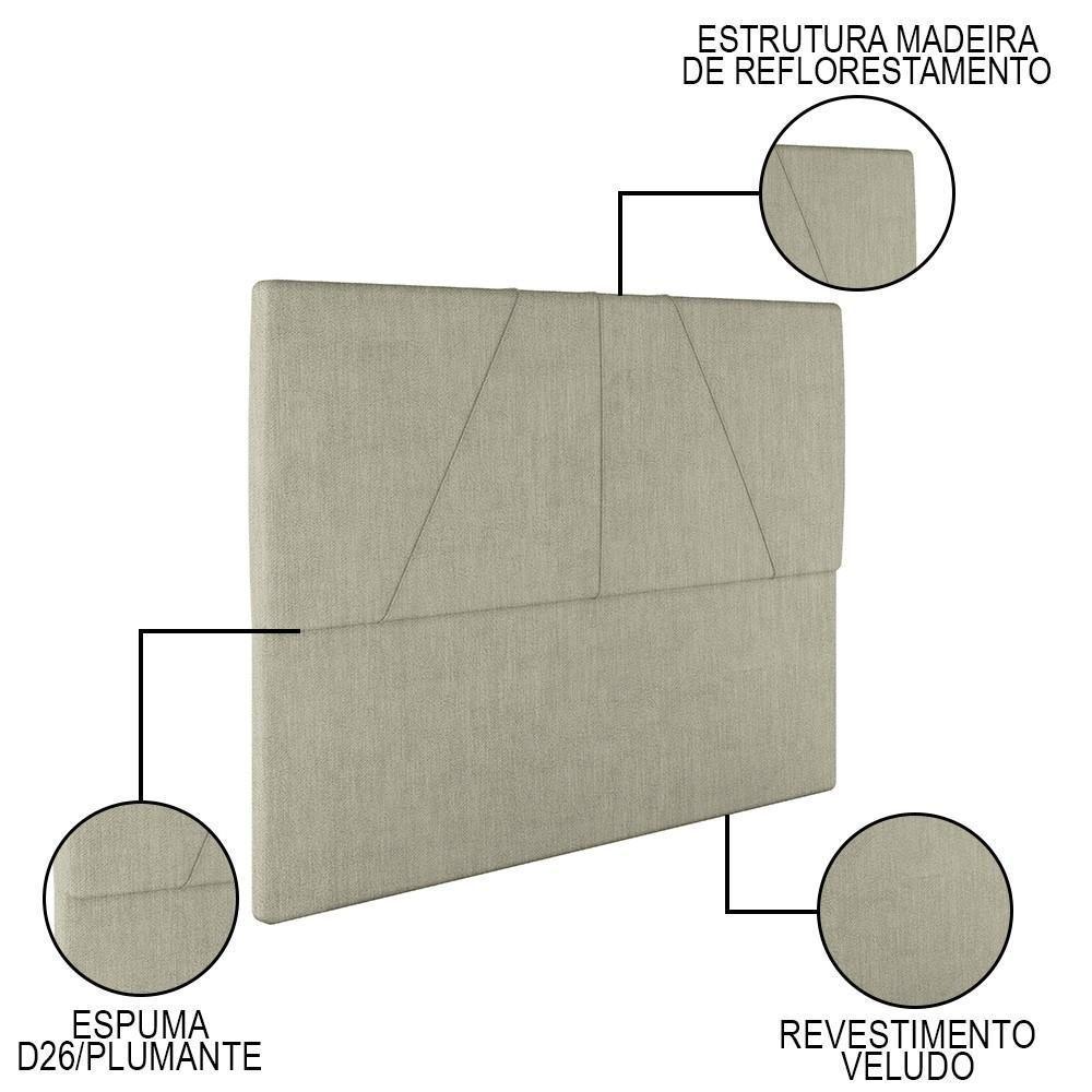 Cama Casal Queen Com Cabeceira 165cm Pés Metálicos Elisa S05 Veludo Bege - Mpozenato - 6