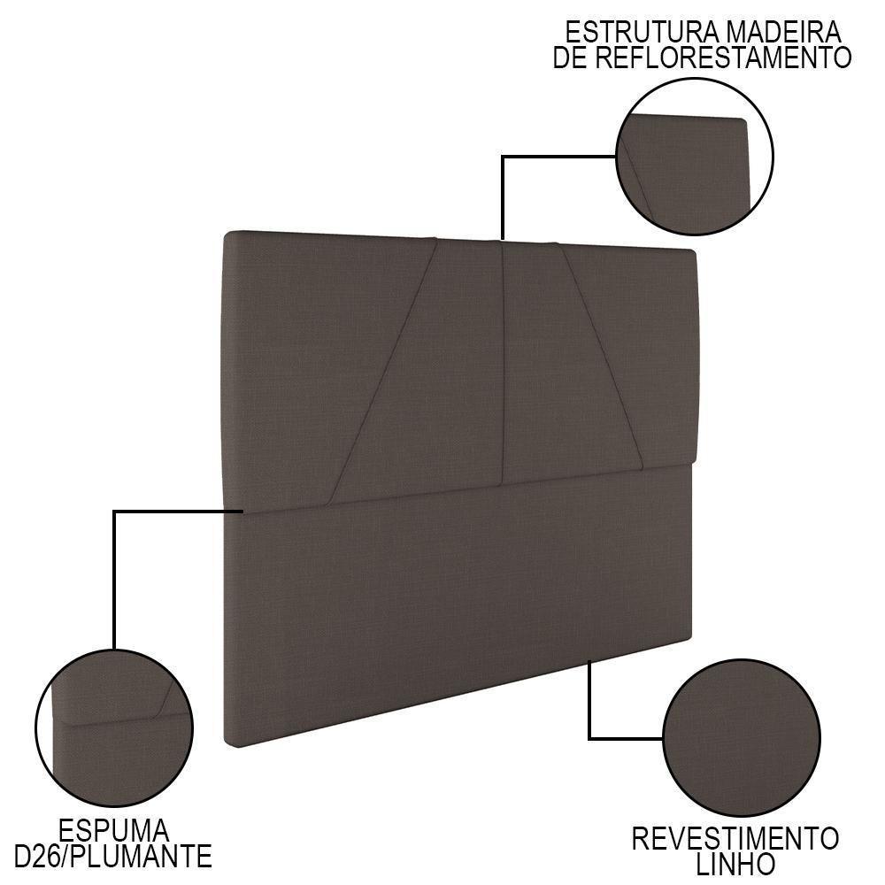 Cama Casal King Com Cabeceira 199cm Pés Metálicos Elisa S05 Linho Marrom - Mpozenato - 6