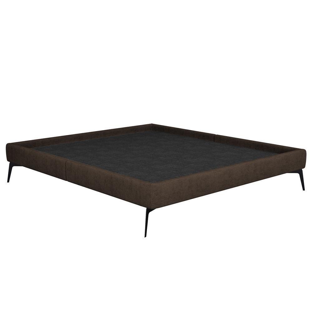 Cama Casal King Com Cabeceira 199cm Pés Metálicos Elisa S05 Veludo Marrom - Mpozenato - 9