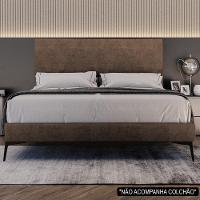 Cama Casal Com Cabeceira 145cm Pés Metálicos Elisa S05 Veludo Marrom - Mpozenato - 7