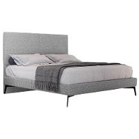 Cama Casal Queen Com Cabeceira 165cm Pés Metálicos Elisa S05 Linho Cinza - Mpozenato - 1
