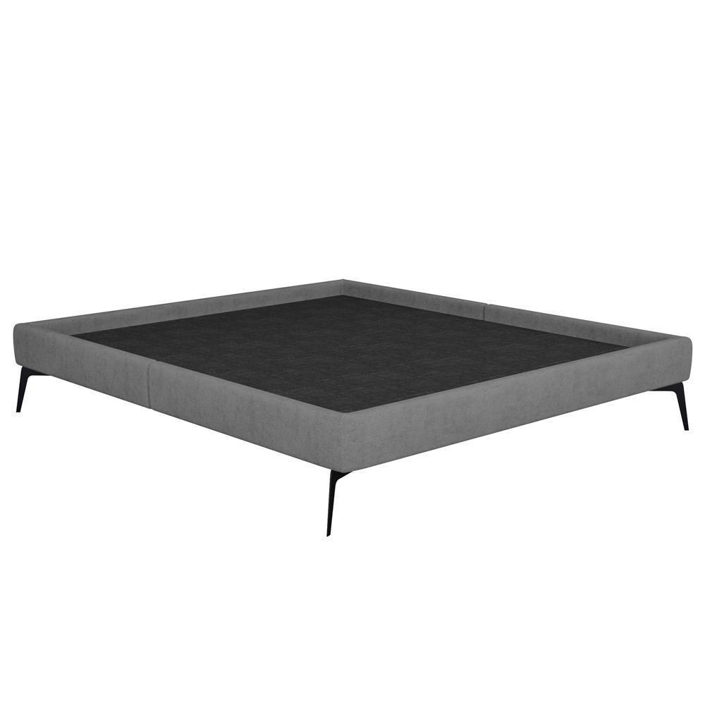 Cama Casal Queen Com Cabeceira 165cm Pés Metálicos Elisa S05 Veludo Cinza - Mpozenato - 4