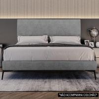 Cama Casal Queen Com Cabeceira 165cm Pés Metálicos Elisa S05 Veludo Cinza - Mpozenato - 2