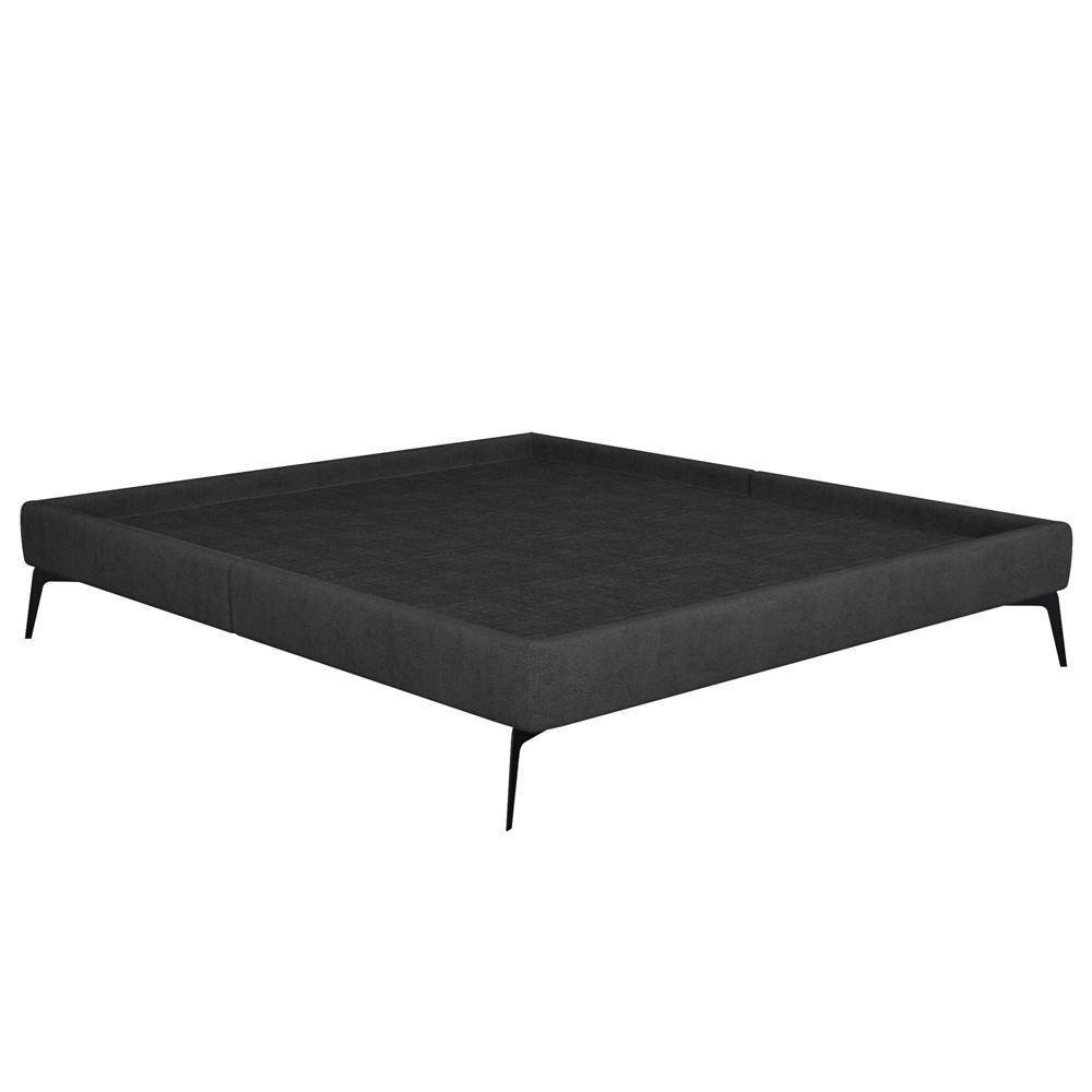 Cama Casal Com Cabeceira 145cm Pés Metálicos Elisa S05 Veludo Preto - Mpozenato - 9