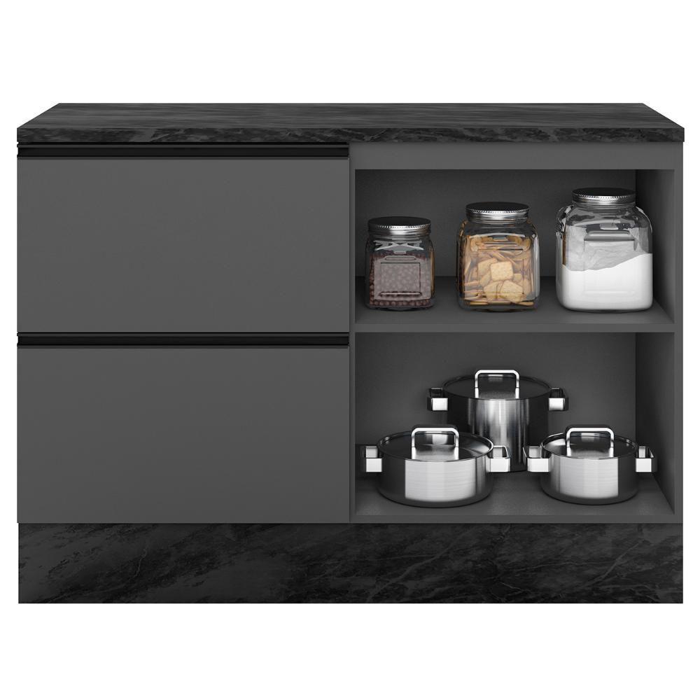 Balcão De Cozinha E Tampo 120cm Grace Grafite Z44 - Mpozenato - 5