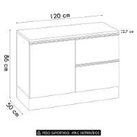 Balcão De Cozinha E Tampo 120cm Grace Grafite Z44 - Mpozenato