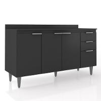 Balcão De Cozinha Com Tampo 150cm Pérola Preto Z34 - Mpozenato - 1