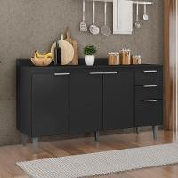 Balcão De Cozinha Com Tampo 150cm Pérola Preto Z34 - Mpozenato - 2