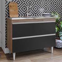 Balcão De Cozinha Com Pia Inox 100cm Julia Z34 Freijó/preto - Mpozenato - 2