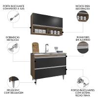 Balcão De Cozinha Com Pia Inox 100cm Julia Z34 Freijó/preto - Mpozenato - 3