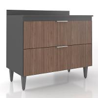 Balcão De Cozinha Com Tampo 100cm Pérola Grafite/freijó Z34 - Mpozenato - 1