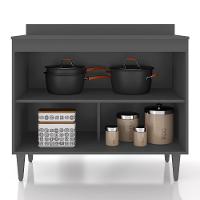 Balcão De Cozinha Com Tampo 100cm Pérola Grafite/freijó Z34 - Mpozenato - 5