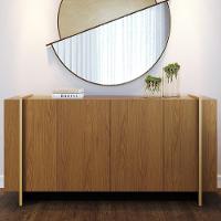 Balcão Aparador Buffet 4 Portas 160cm Copacabana Freijó/dourado - Colibri - 9