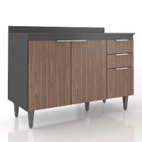 Balcão De Cozinha Com Tampo 120cm Pérola Grafite/freijó Z34 - Mpozenato - 1