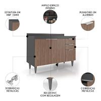 Balcão De Cozinha Com Tampo 120cm Pérola Grafite/freijó Z34 - Mpozenato - 3