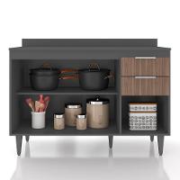 Balcão De Cozinha Com Tampo 120cm Pérola Grafite/freijó Z34 - Mpozenato - 5