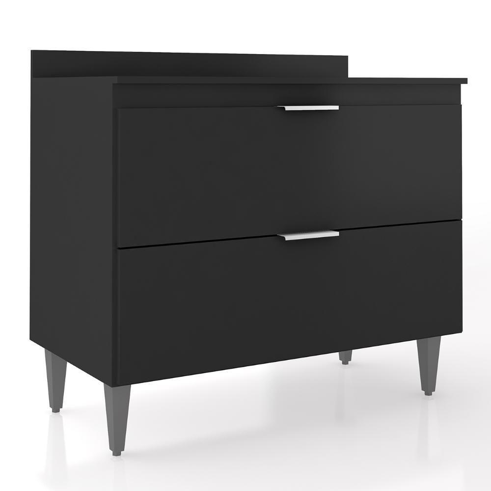 Balcão De Cozinha Com Tampo 100cm Pérola Preto Z34 - Mpozenato - 1