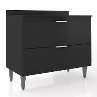 Balcão De Cozinha Com Tampo 100cm Pérola Preto Z34 - Mpozenato - 1