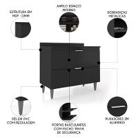 Balcão De Cozinha Com Tampo 100cm Pérola Preto Z34 - Mpozenato - 3