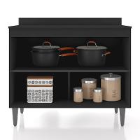 Balcão De Cozinha Com Tampo 100cm Pérola Preto Z34 - Mpozenato - 5