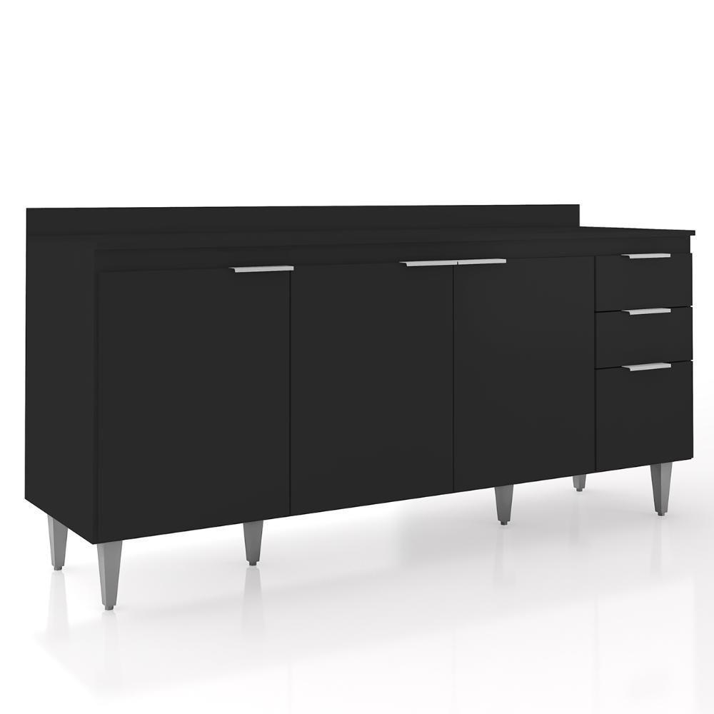 Balcão De Cozinha Com Tampo 180cm Pérola Preto Z34 - Mpozenato - 1