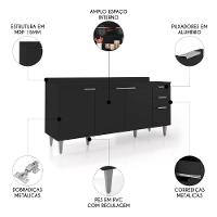 Balcão De Cozinha Com Tampo 180cm Pérola Preto Z34 - Mpozenato - 3