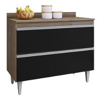 Balcão De Cozinha Com Tampo 100cm Julia Z34 Freijó/preto - Mpozenato - 1