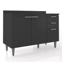 Balcão De Cozinha Com Tampo 120cm Pérola Preto Z34 - Mpozenato - 1