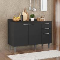 Balcão De Cozinha Com Tampo 120cm Pérola Preto Z34 - Mpozenato - 2