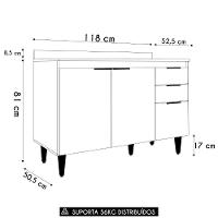 Balcão De Cozinha Com Tampo 120cm Pérola Preto Z34 - Mpozenato