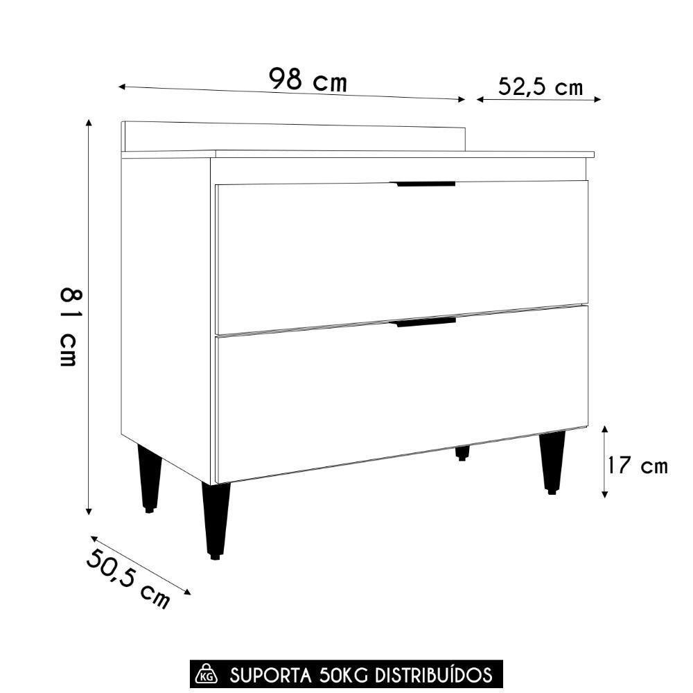 Balcão De Cozinha Com Tampo 100cm Pérola Branco Z34 - Mpozenato - 4