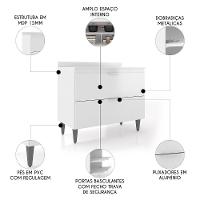 Balcão De Cozinha Com Tampo 100cm Pérola Branco Z34 - Mpozenato - 3